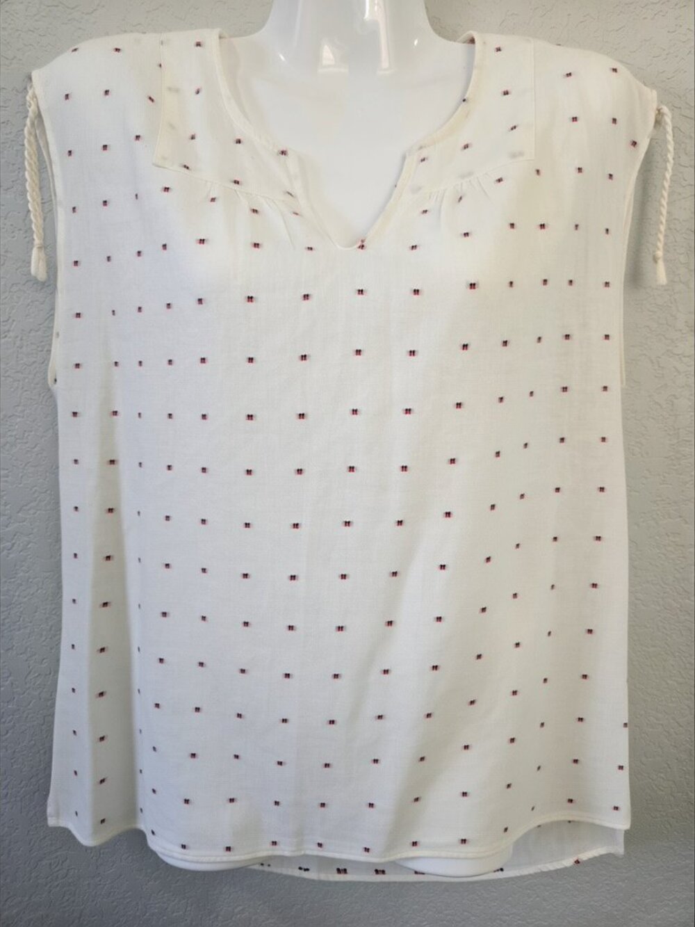 Esprit Sleeveless Blouse with Embroidered Red & Blue, Size Medium $14